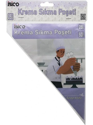 Uravas Store Naylon 25CM 50PCS Krema Sıkma Poşeti Torbası (5047)