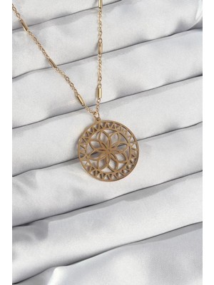Uslucan Alışveriş 316L Çelik Zincir Gold Renk Lotus Model Kolye - TJ-BKO8902