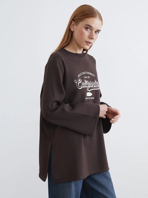 Lc Waikiki Yeni Sezon California Baskılı Kadın Kalın Sweatshirt Tunik