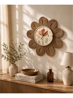 Vivense Çiçek Tasarımlı Sessiz Mekanizmalı Duvar Saati, 55 cm