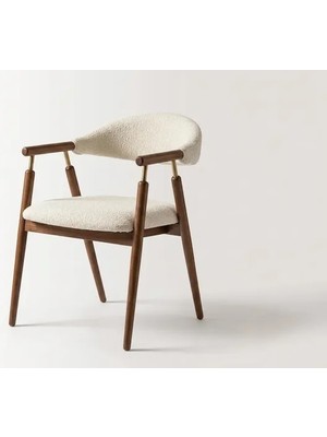Vivense Silla Concept, Lina Sandalye, Naturel Ahşap, Krem Kumaş