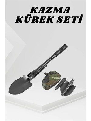Valor Katlanabilir Kamp Küreği Küçük Kazma Kürek Seti Pusulalı