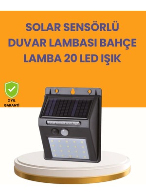 Valor 20 LED Güneş Enerjili Hareket Sensörlü Dış Mekan Duvar Lambası
