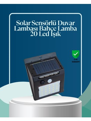 Valor Sensörlü 20 LED Solar Duvar Lambası 3 Metre Algılama Mesafesi