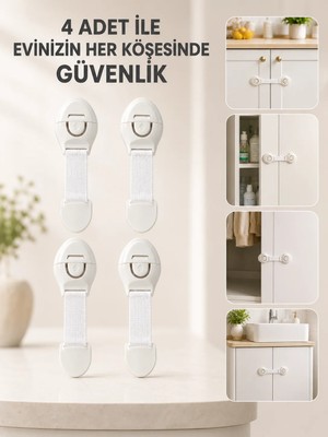 Valor 4 Adet Çok Amaçlı Çocuk Güvenlik Kilidi Dolap, Çekmece ve Gardırop Için