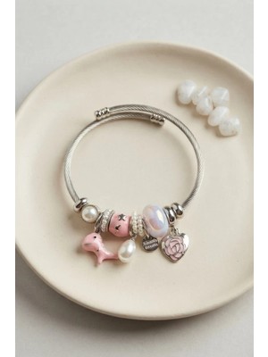 Uravas Store Pembe Dino Charmlı Bileklik TJ-BB8799