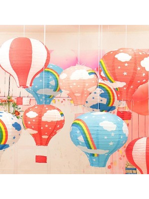 Uravas Store Dekoratif Renkli Kağıt Dilek Feneri Balonu Renkli Uçan Balon