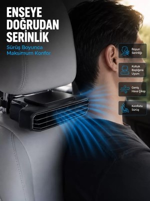 Nemere Ithalat Araç Koltuğu Için 5 Hız Kademeli Soğutucu Fan Aroma Hazneli Usb-C Şarjlı