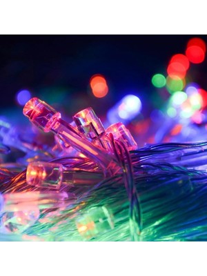 Uravas Store 10 Metre 100 Ledli 8 Fonksiyonlu Karışık Renkli Rgb LED Lamba