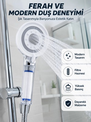 Renas Store Mineral Taşlı Filtreli Duş Başlığı Güçlü Su Basınçlı Banyo Başlığı