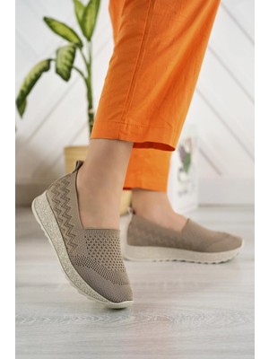 Nesil shoes Aky 055 Vizon Triko Yazlık Kadın Ayakkabı