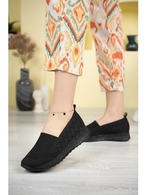 Nesil Shoes Aky 055 Siyah Triko Yazlık Kadın Ayakkabı