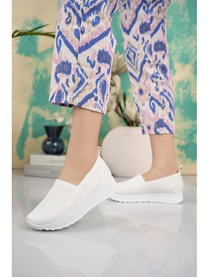 Nesil shoes Aky 055 Beyaz Triko Yazlık Kadın Ayakkabı