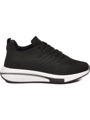 Ayk's Siyah-Beyaz Hafif Esnek Triko Nefes Alabilen Unisex Spor Ayakkabı Molen G