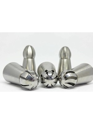 Renas Store 5'li Profesyonel Rus Top Duy Ucu Seti – 5.9 cm Büyük Boy Paslanmaz Çelik Krema Sıkma ve Fırfır Uçları