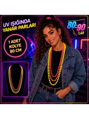Renas Store 80'ler 90'lar Uv Glow Parti Kolyesi 3'lü Set