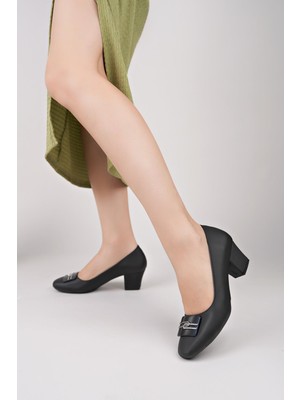 Nesil Shoes Desca 260 Siyah Virgin Topuklu Kadın Ayakkabı