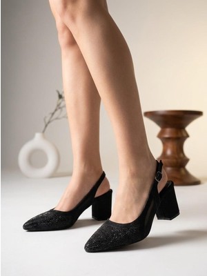 Nesil Shoes Özma 7025 Siyah Taşlı Kadın Sandalet