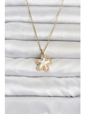 Renas Store 316L Çelik Zincir Gold Renk Deniz Yıldızı Model Kadın Kolye