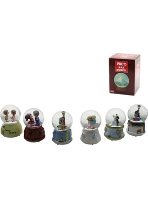 Renas Store Orta Boy - 8cm Pilli - Işıklı Müzikli Kar Küresi Cam Insan Figürlü - Desen Mix Renkli Herhangi Bir Tanesi Gönderilir
