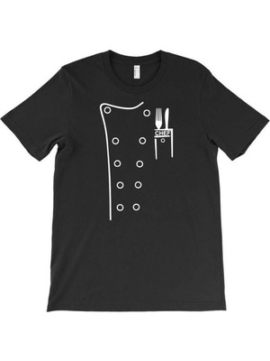 Herşey Nota Aşçı Şef Bisiklet Yaka %100 Pamuk Tshirt