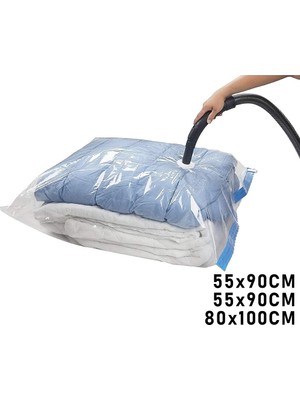 Renas Store 3lü Set Vakumlu Poşet Hurç 2 Adet Xl= 55X90CM + 1ADET Xxl= 80X100CM %75 Yer Tasarrufu