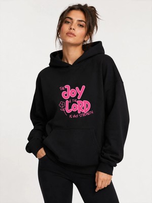 herkesemoda Joy Lord Baskılı Kapüşonlu 2 Iplik Şardonlu Sweatshirt