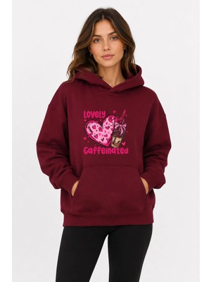 herkesemoda Lovely Baskılı Kapüşonlu 2 Iplik Şardonlu Sweatshirt