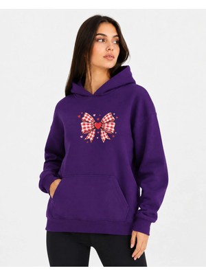 herkesemoda Kurdele Baskılı Kapüşonlu 2 Iplik Şardonlu Sweatshirt