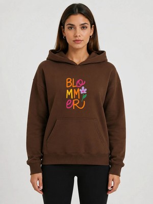 herkesemoda Blommer Baskılı Kapüşonlu 2 Iplik Şardonlu Sweatshirt