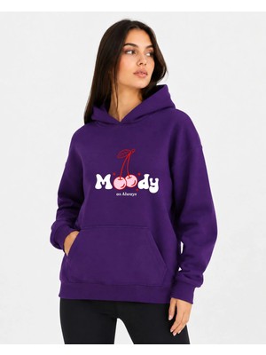 herkesemoda Kiraz Baskılı Kapüşonlu 2 Iplik Şardonlu Sweatshirt