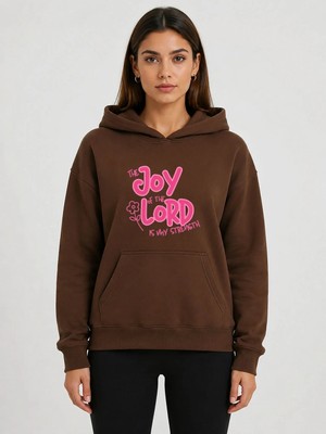 herkesemoda Joy Lord Baskılı Kapüşonlu 2 Iplik Şardonlu Sweatshirt