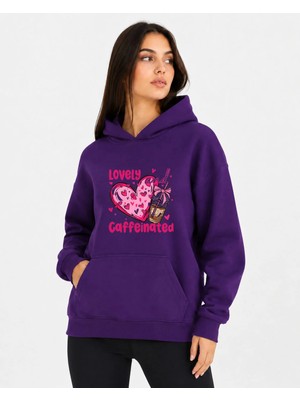 herkesemoda Lovely Baskılı Kapüşonlu 2 Iplik Şardonlu Sweatshirt