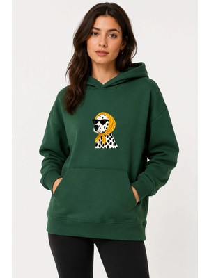 herkesemoda Dalmaçyalı Köpek Baskılı Kapüşonlu 2 Iplik Şardonlu Sweatshirt