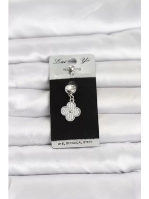 Renas Store 316L Cerrahi Çelik Sallantılı Yonca Model Göbek Piercing TJ-PR1388