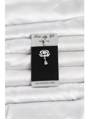 Renas Store 316L Cerrahi Çelik Zirkon Taşlı Kanatlı Model Göbek Piercing TJ-PR1375