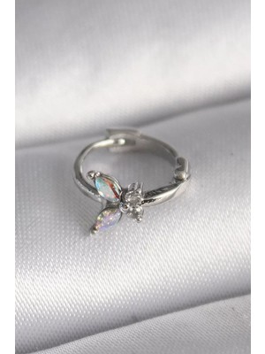 Uslucan Alışveriş 316L Çelik Gümüş Renk Zirkon Taşlı Kelebek Model Tragus Piercing - TJ-PR1327