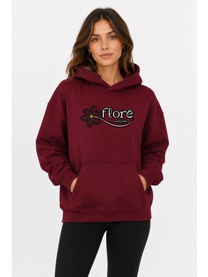 herkesemoda Flore, Baskılı Kapüşonlu 2 Iplik Şardonlu Sweatshirt