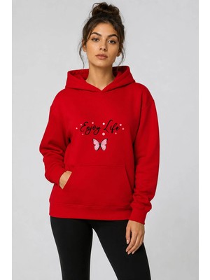 herkesemoda Enjoy Life Baskılı Kapüşonlu 2 Iplik Şardonlu Sweatshirt
