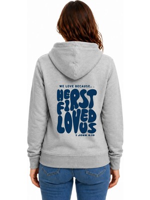 herkesemoda First Love Arka Baskılı Kapüşonlu 2 Iplik Şardonlu Sweatshirt