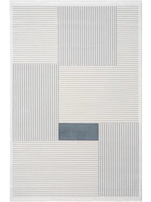 Vivense Farahan Krem Mavi Geometrik Desenli Halı A0859A, 140X200