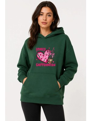 herkesemoda Lovely Baskılı Kapüşonlu 2 Iplik Şardonlu Sweatshirt