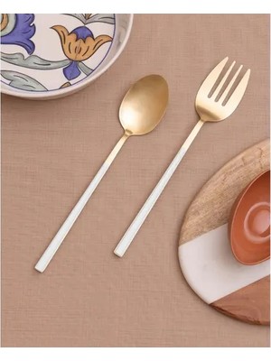 Vivense The Mia Bianco Salata Servis Takımı Gold 2 Parça CKB0247
