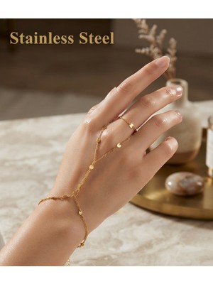 Stainless Steel Gold Renk Boncuk Motif Çelik Şahmeran