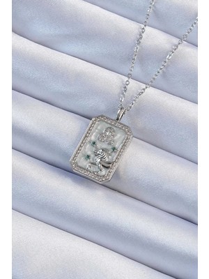 Renas Store 316L Çelik Zincir Gümüş Renk Zirkon Taşlı Aslan Figürlü Tarot Kolye - TJ-BKO9226