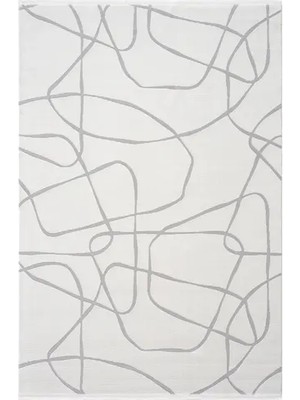Vivense Farahan Krem Gri Geometrik Desenli Halı A0858A, 100X200