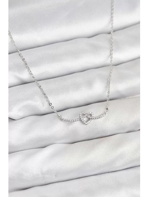 Renas Store Pirinç Gümüş Renk Düğüm Kalp Model Kadın Kolye - TJ-BKO10808