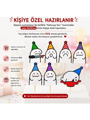 Cutelier Kişiye Özel  Hayalet Temalı Komik Doğum Günü Pasta Süsü | Ghost Pasta Topper | Yaş Değiştirilebilir Pasta Dekoru