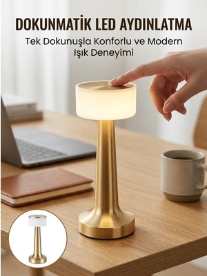 İntora Renkli Masa Gece Lambası Altın Rengi Dokunmatik LED Lamba Yeni Nesil