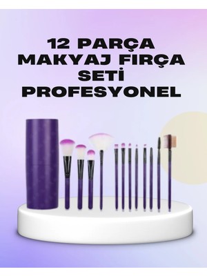 İntora Ergonomik Saplı Fiber Kıllı 12'li Makyaj Fırça Takımı Göz Ten Makyajı Için Uygun